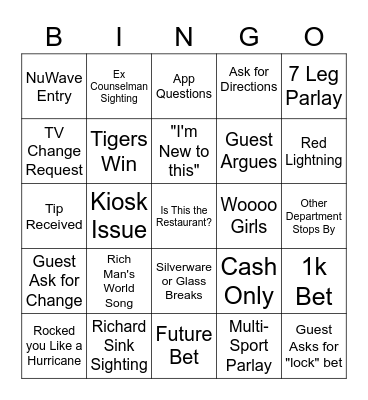 SPORTSBOOK BINGO Card