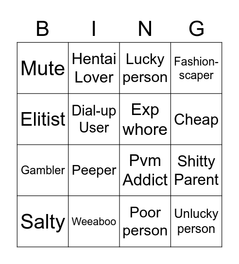 Runescape Clan Bingo Card