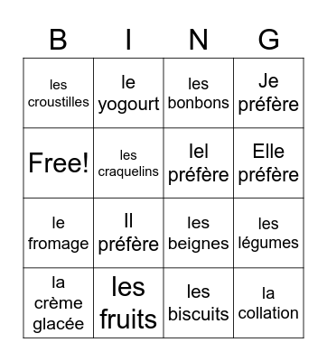 La Collation Bingo Card