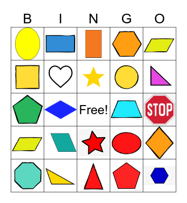 2D SHAPES Bingo Card