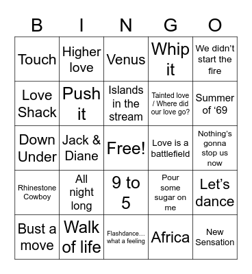 80s BINGO Card