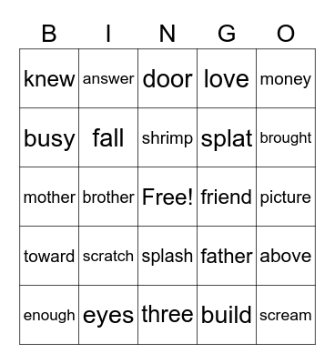 First Grade Bingo Card
