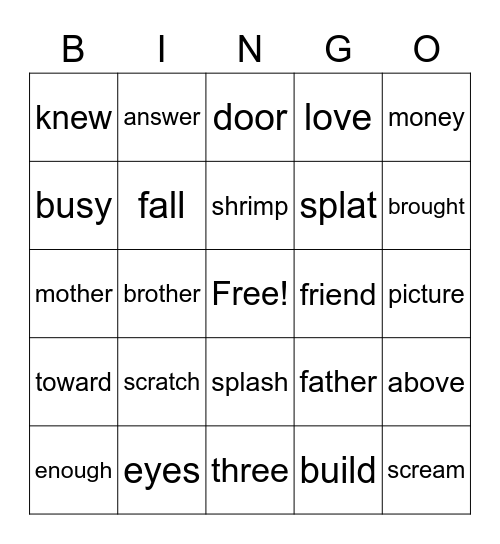First Grade Bingo Card