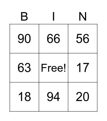 Vowels /i/ and /ɪ/ Bingo Card