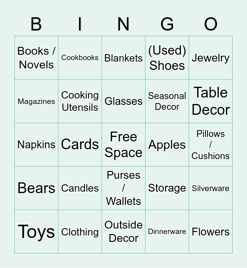 Eagles Bluff Yardsale Bingo Card