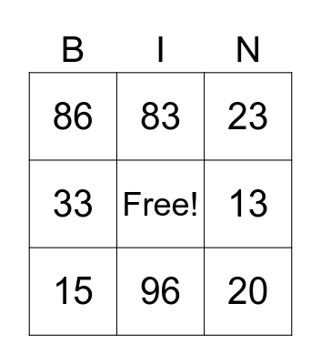Vowels /i/ and /ɪ/ Bingo Card