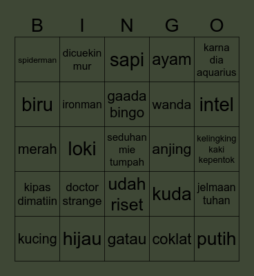 joj Bingo Card