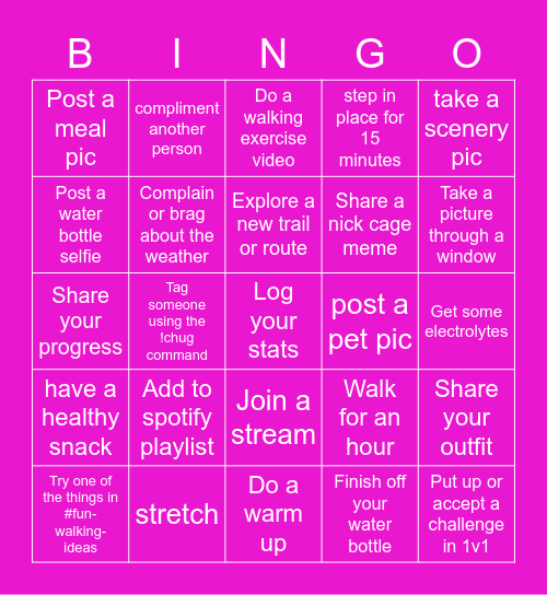 CAGE-GO Bingo Card