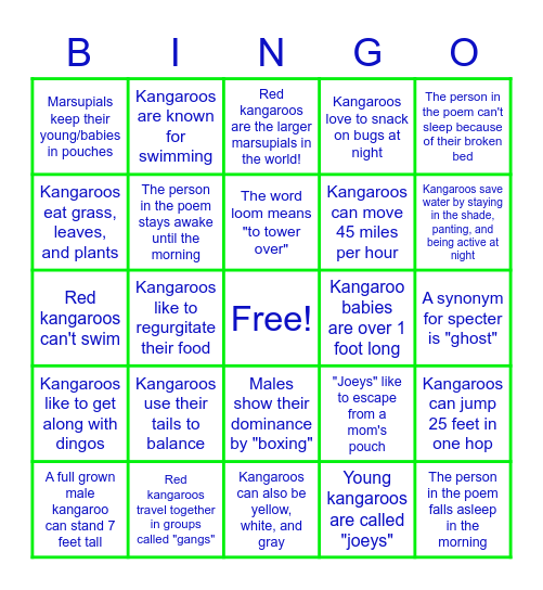 Reading bingo Card