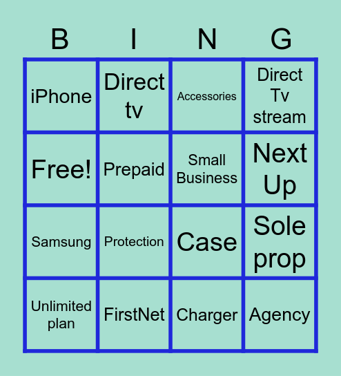 AT&T Bingo Card