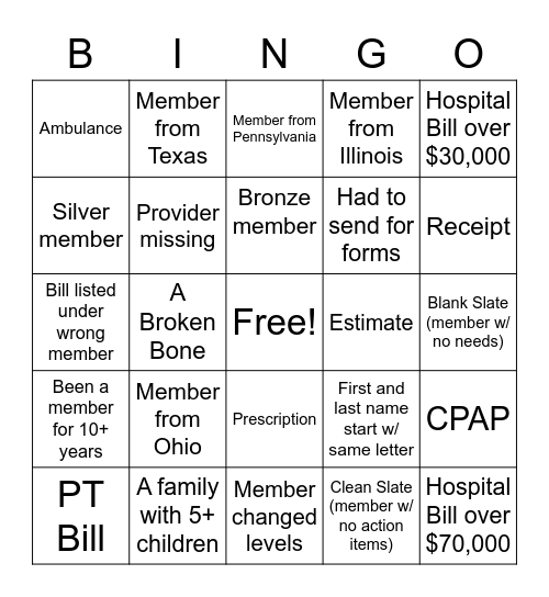 Friday Bingo! Bingo Card