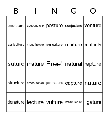 Barton 6.9 Bingo Card