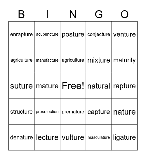 Barton 6.9 Bingo Card