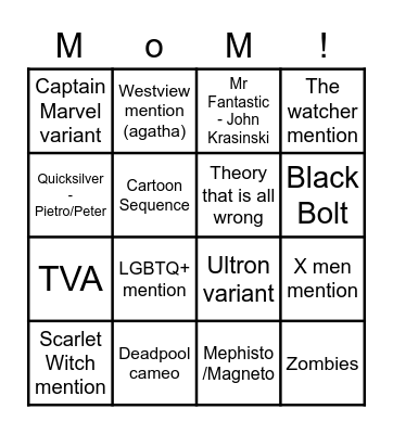 Dr Strange - Multiverse of Madness Bingo Card