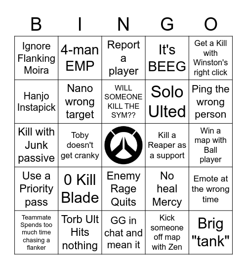 Overwatch Bingo Card