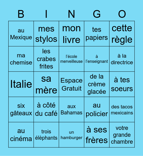 FSF2DC: Identifiez les pronoms! Bingo Card