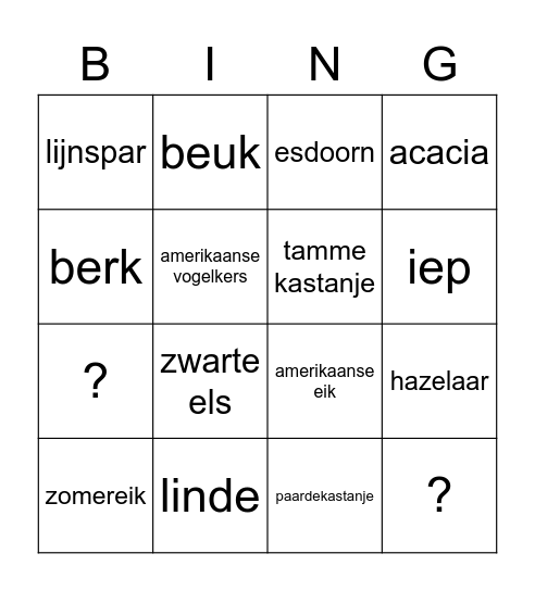 Bomen Bingo Card