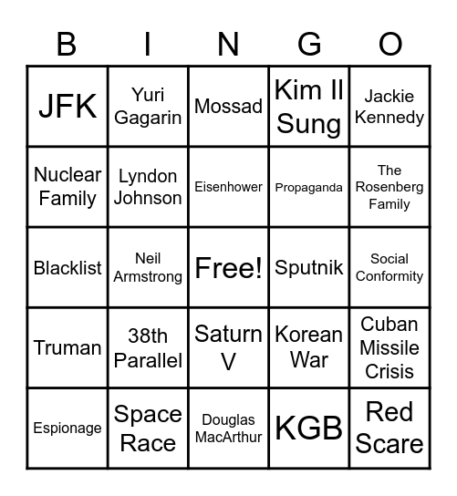 Cold War Bingo Card