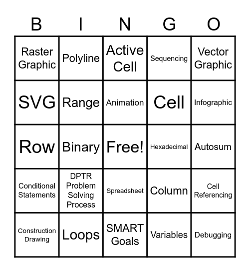 Technology Vocab Bingo Card