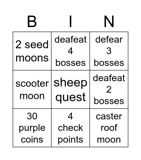 mushroom bingo Card