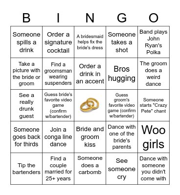 Wedding Bingo Bingo Card