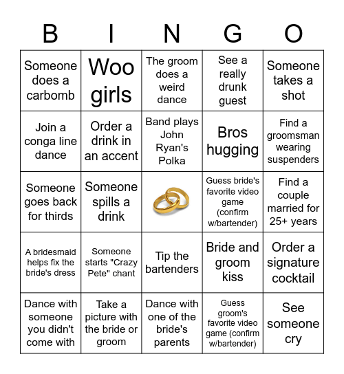 Wedding Bingo Card