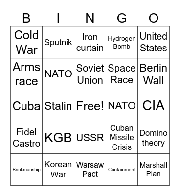 Cold War Bingo Card