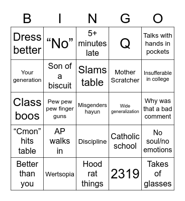 Werts Bingo Card