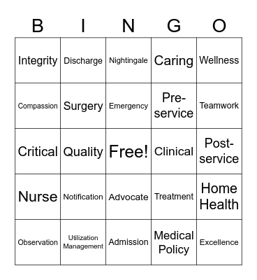 2022 Nurses Week BINGO! Bingo Card