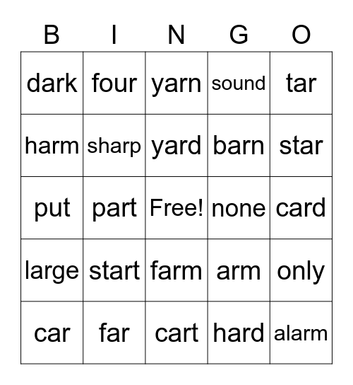 Ar Bingo Card