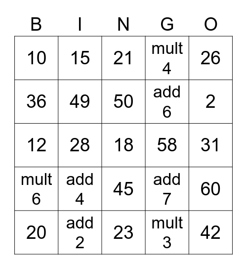 Patterns Bingo Card