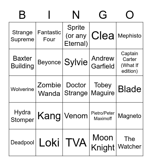 Multiverse of Madness Improbable Bingo Card