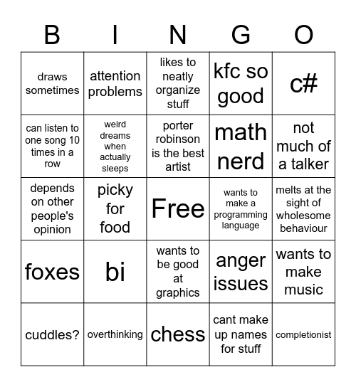 Hamester Bingo Card