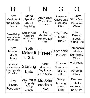 Grid Bingo Card
