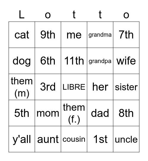 LOTO Bingo Card