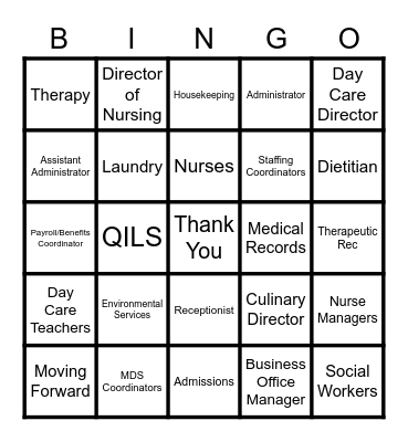 Staff Appreciation Week Bingo Card