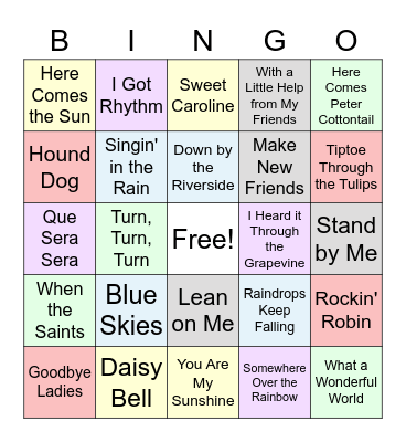 "Name That Tune" Bingo Card