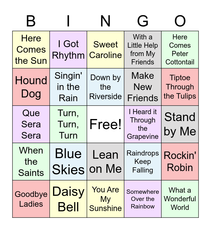 "Name That Tune" Bingo Card