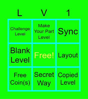 Geometry Dash - Recent Tab BINGO (Level 1) Bingo Card