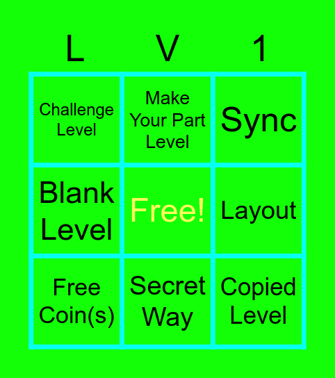 Geometry Dash - Recent Tab BINGO (Level 1) Bingo Card