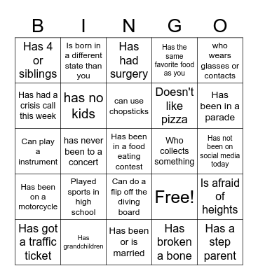 Ice Breaker- Find someone who.. Bingo Card