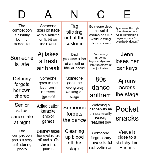 Ultimate PDC competition bingo Card