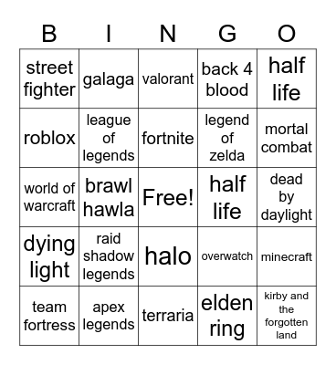 fighting games Bingo Card