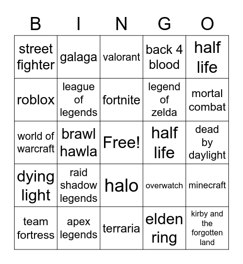 fighting games Bingo Card