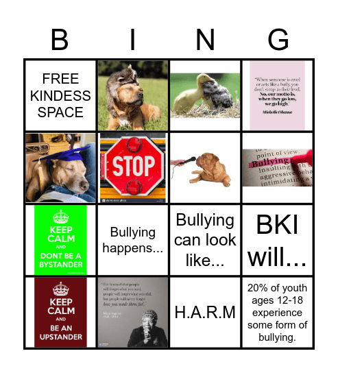 Bingo antibullying Bingo Card