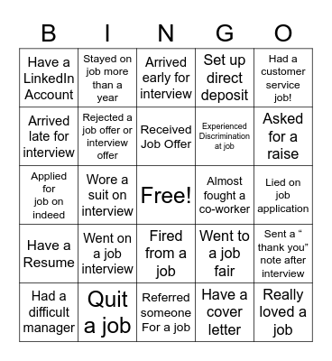 Workforce Bingo Card