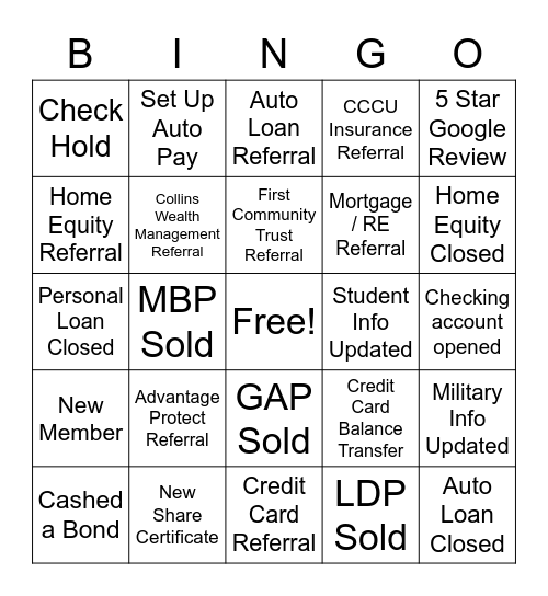 Retail Bingo Card Bingo Card