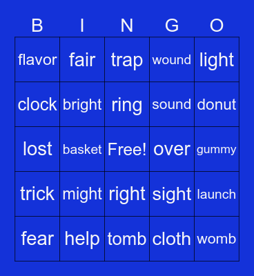 2nd and 3rd grade words Bingo Card
