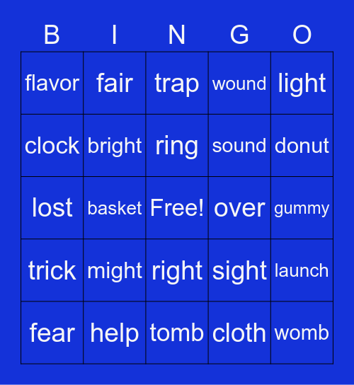 2nd and 3rd grade words Bingo Card