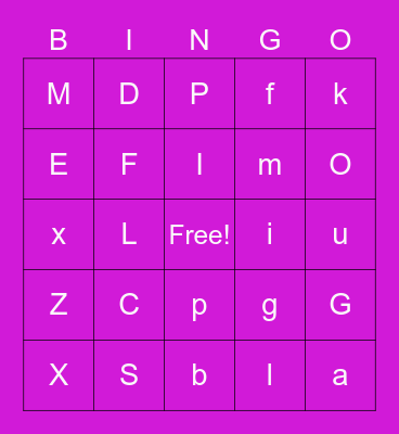 Alphabet Bingo Card